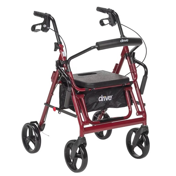 Drive Medical 795BU Duet Folding Transport Wheelchair and Rollator Walker, Burgu - Picture 1 of 11